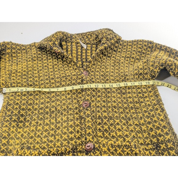 Ends Of The Earth 100% Wool Handmade in Ecuador Yellow Black Button Coat Size L - Picture 5 of 10